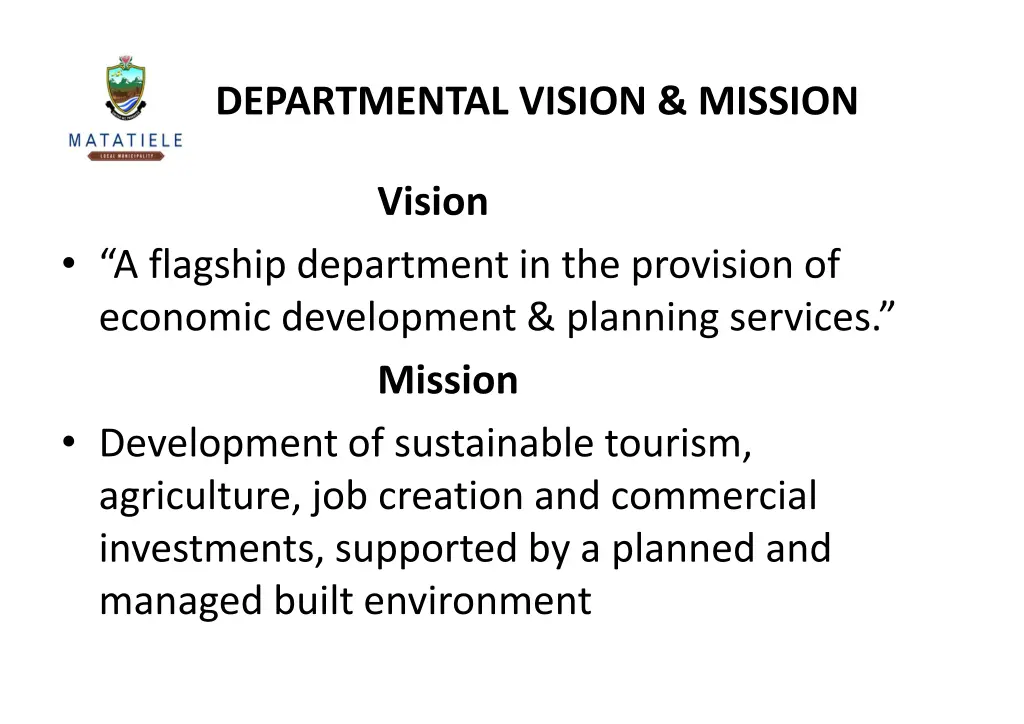 departmental vision mission
