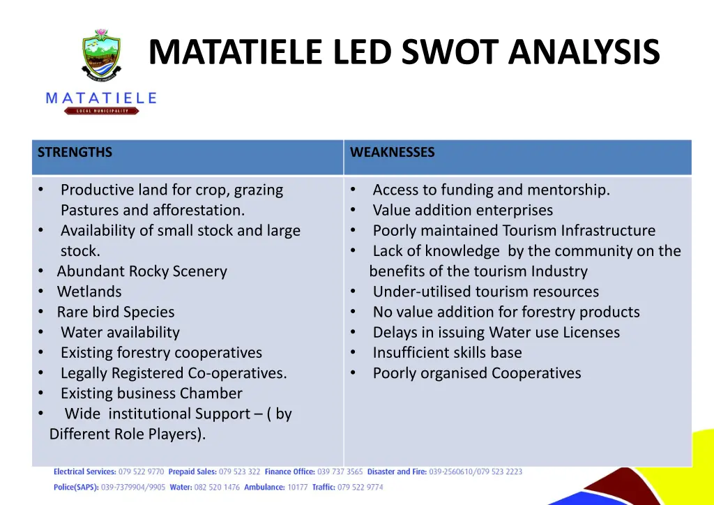 matatiele led swot analysis