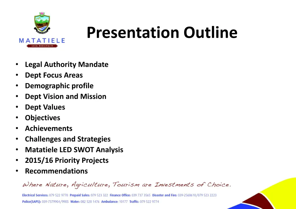 presentation outline