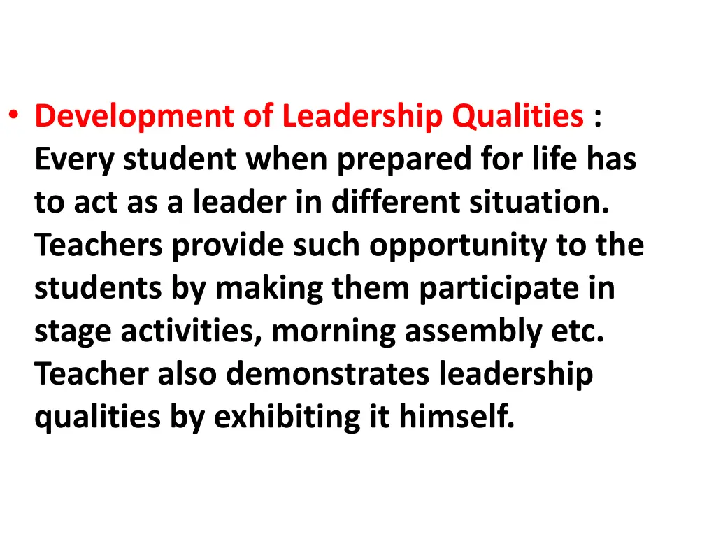 development of leadership qualities every student
