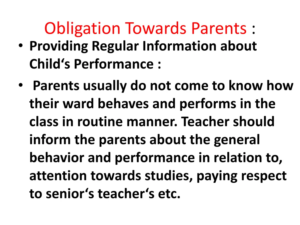 obligation towards parents providing regular