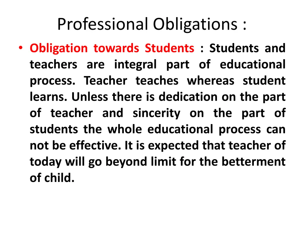 professional obligations obligation towards
