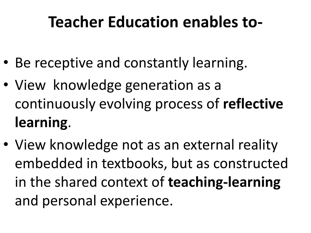 teacher education enables to