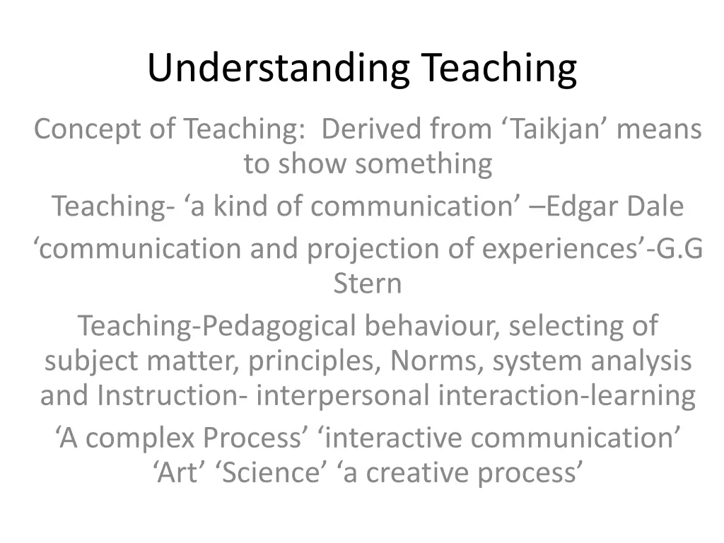 understanding teaching