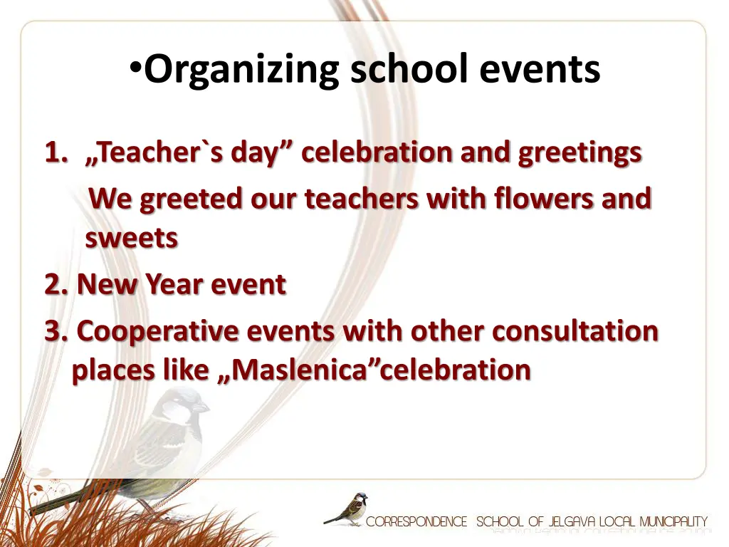 organizing school events