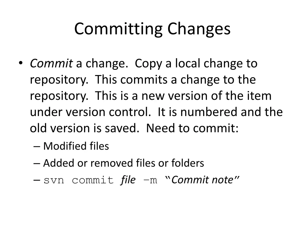 committing changes