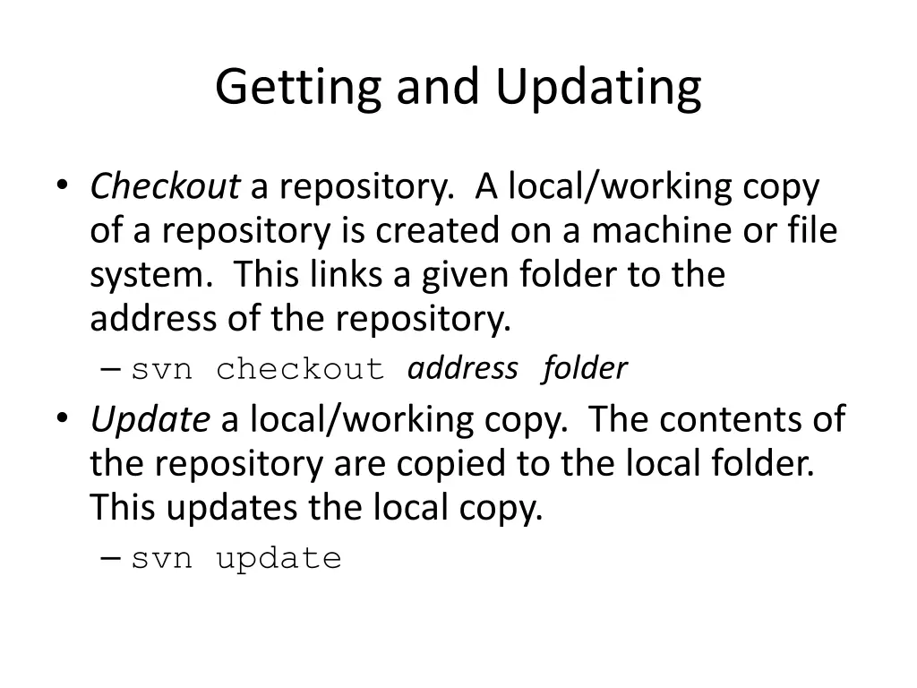 getting and updating