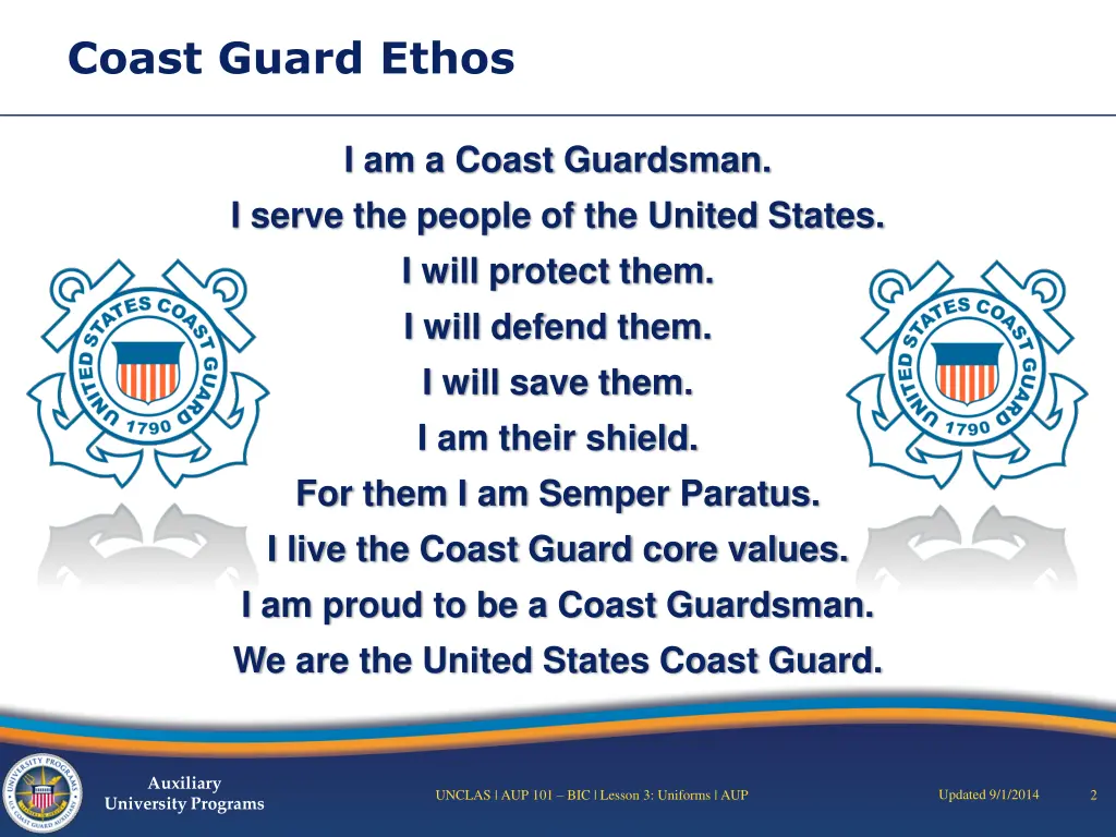coast guard ethos