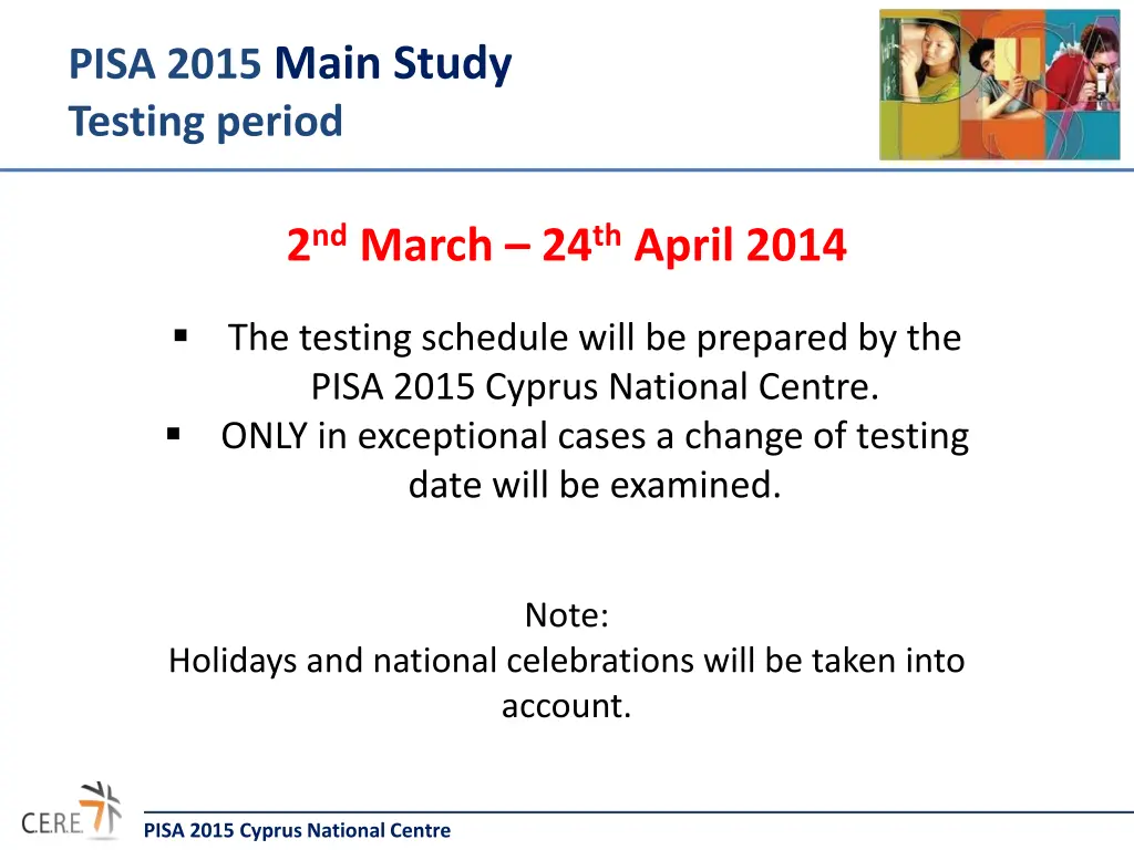 pisa 2015 main study testing period