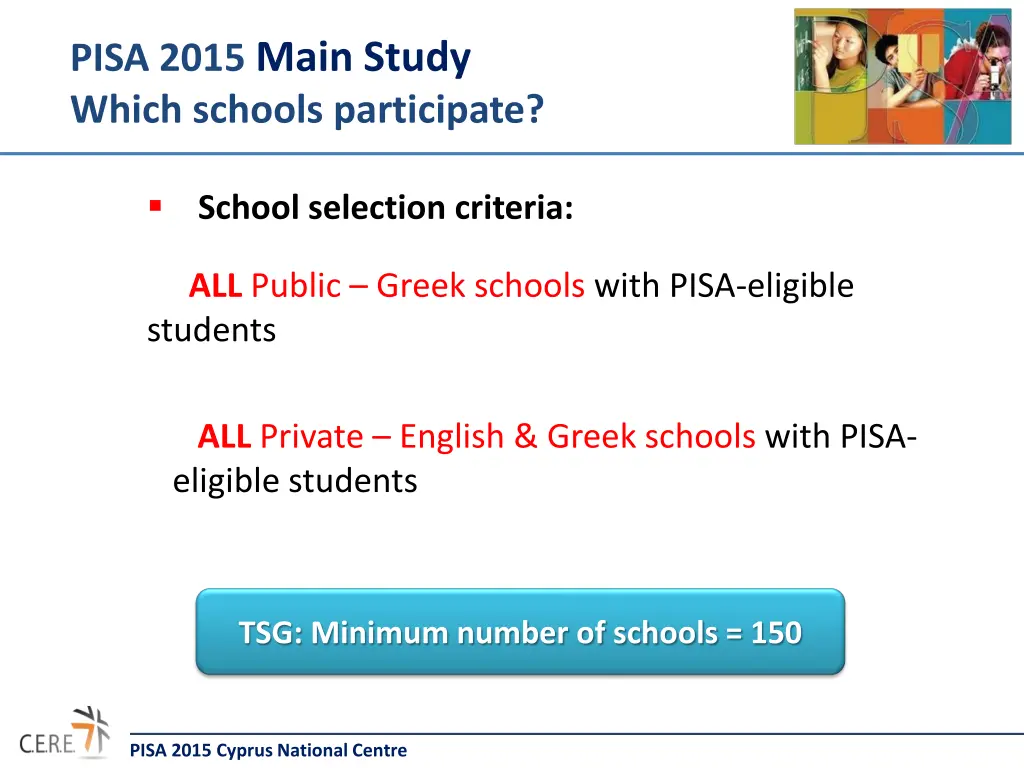 pisa 2015 main study which schools participate