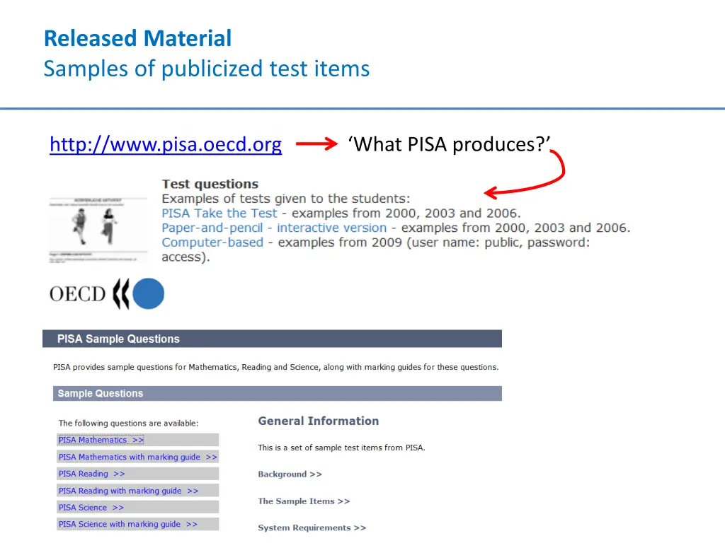 released material samples of publicized test items 1