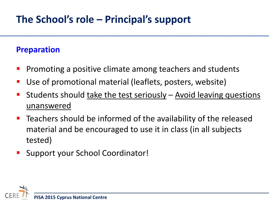 the school s role principal s support