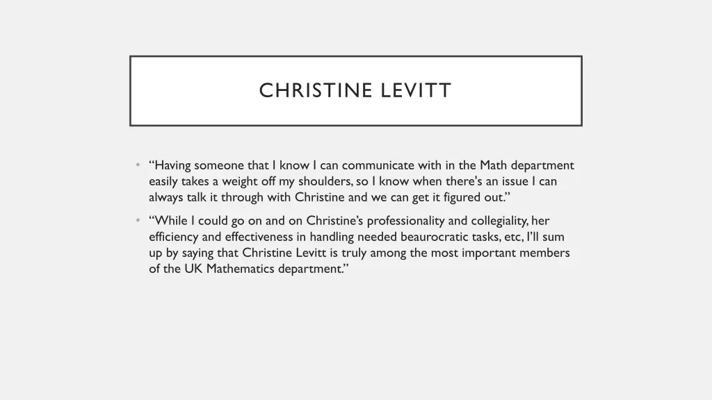 christine levitt