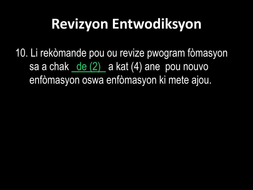 revizyon entwodiksyon 9