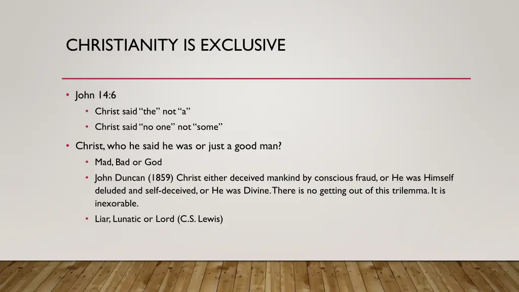 christianity is exclusive
