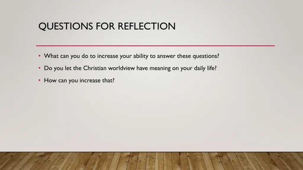 questions for reflection