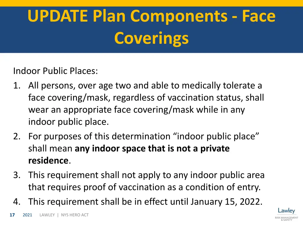 update plan components face coverings 2