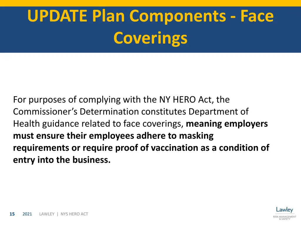 update plan components face coverings