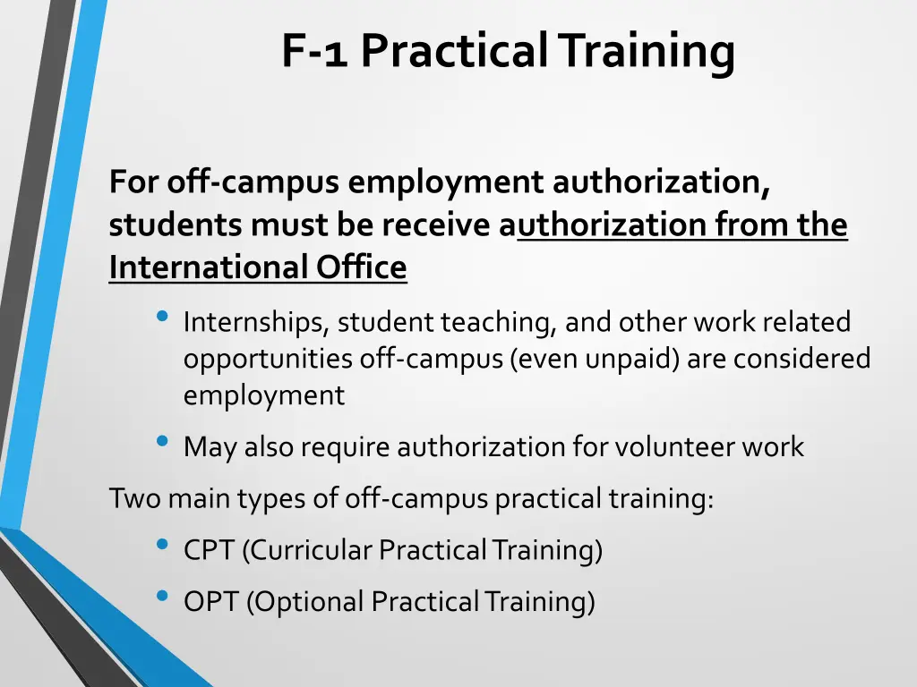 f 1 practical training