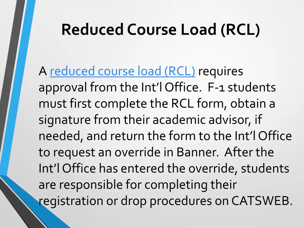 reduced course load rcl