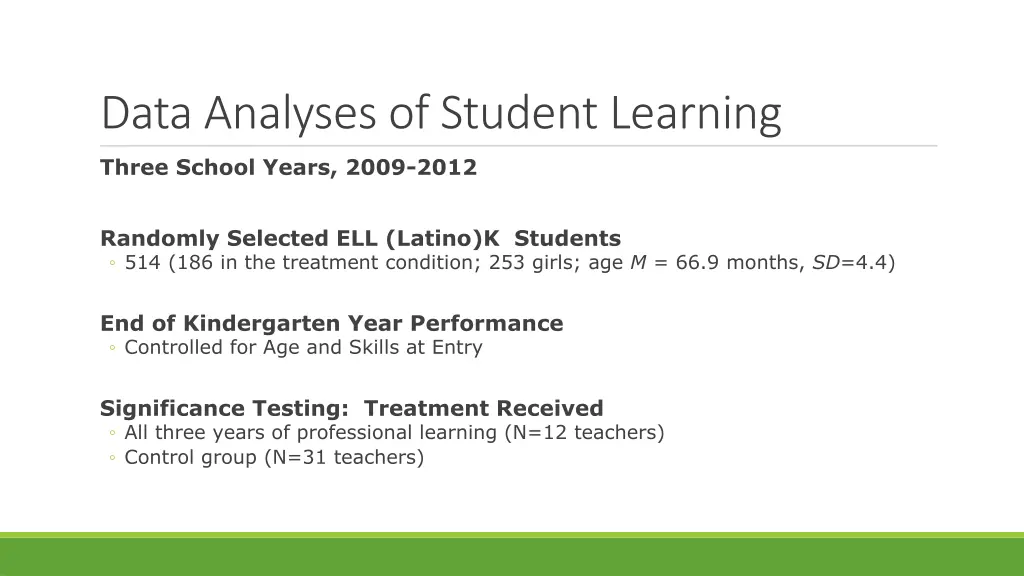 data analyses of student learning