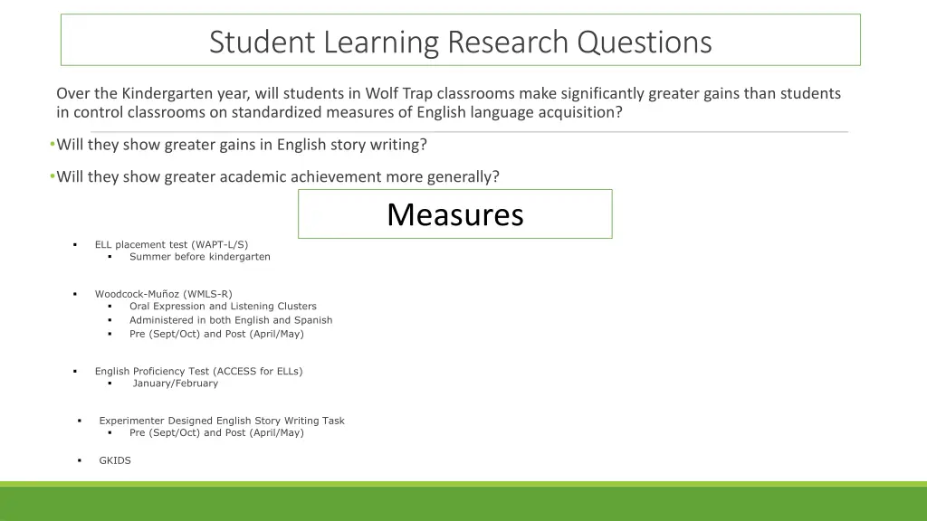 student learning research questions