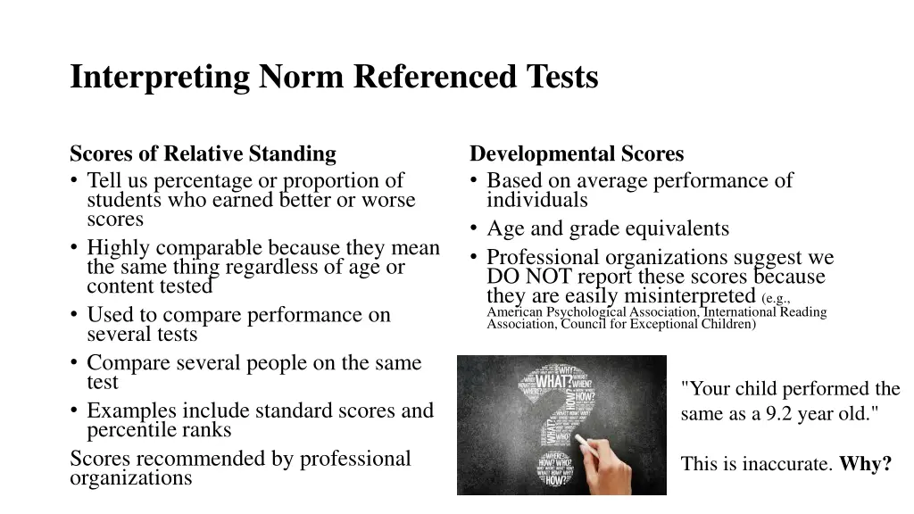 interpreting norm referenced tests