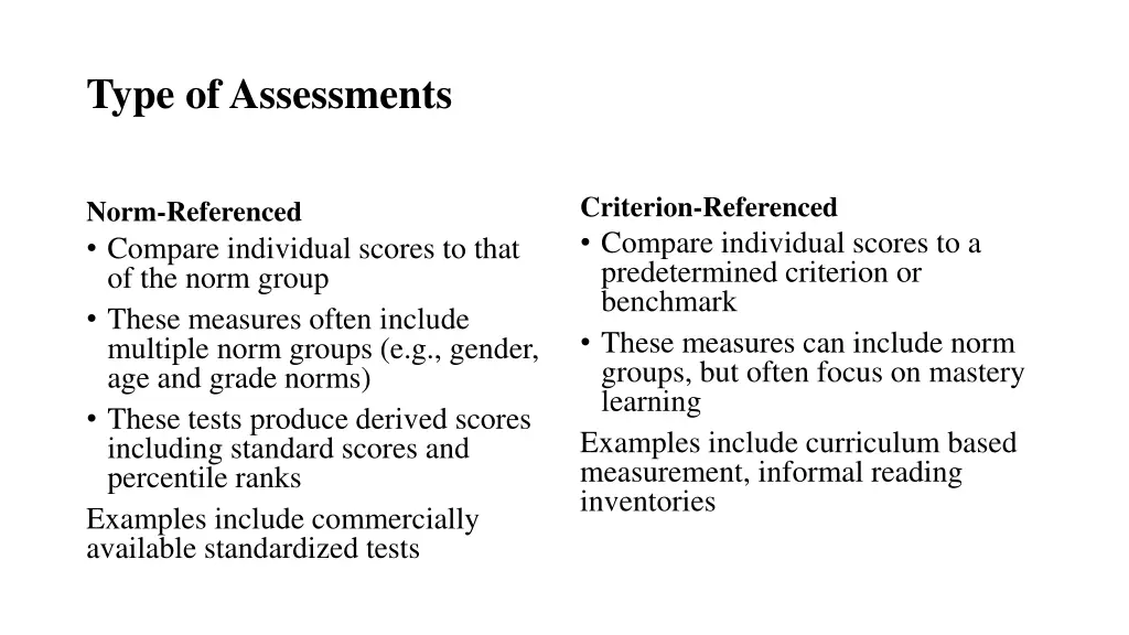 type of assessments 1