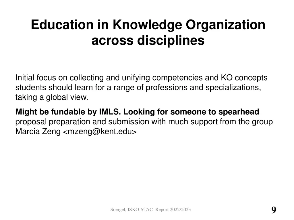 education in knowledge organization across