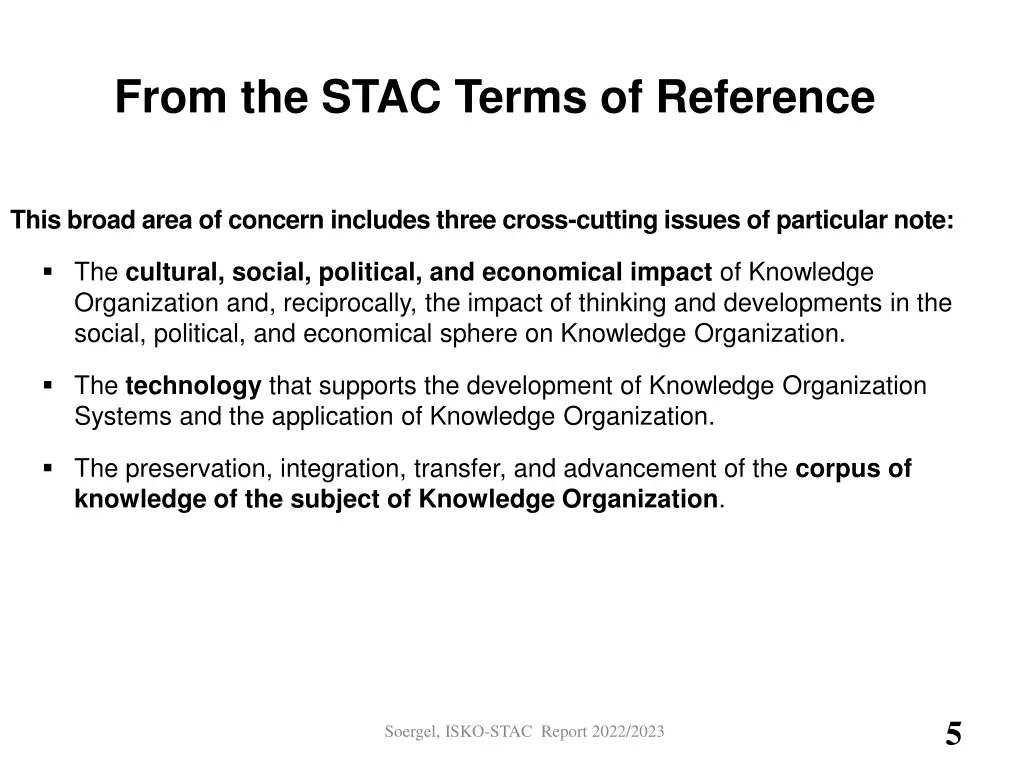 from the stac terms of reference 1