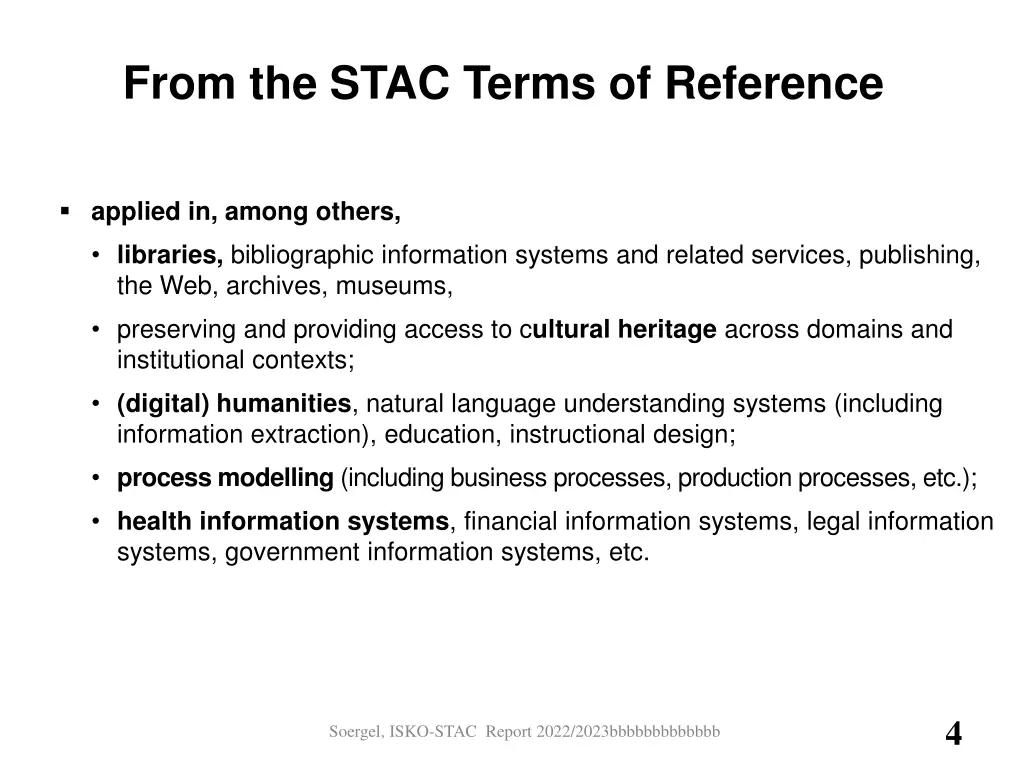 from the stac terms of reference