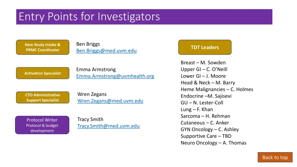 entry points for investigators