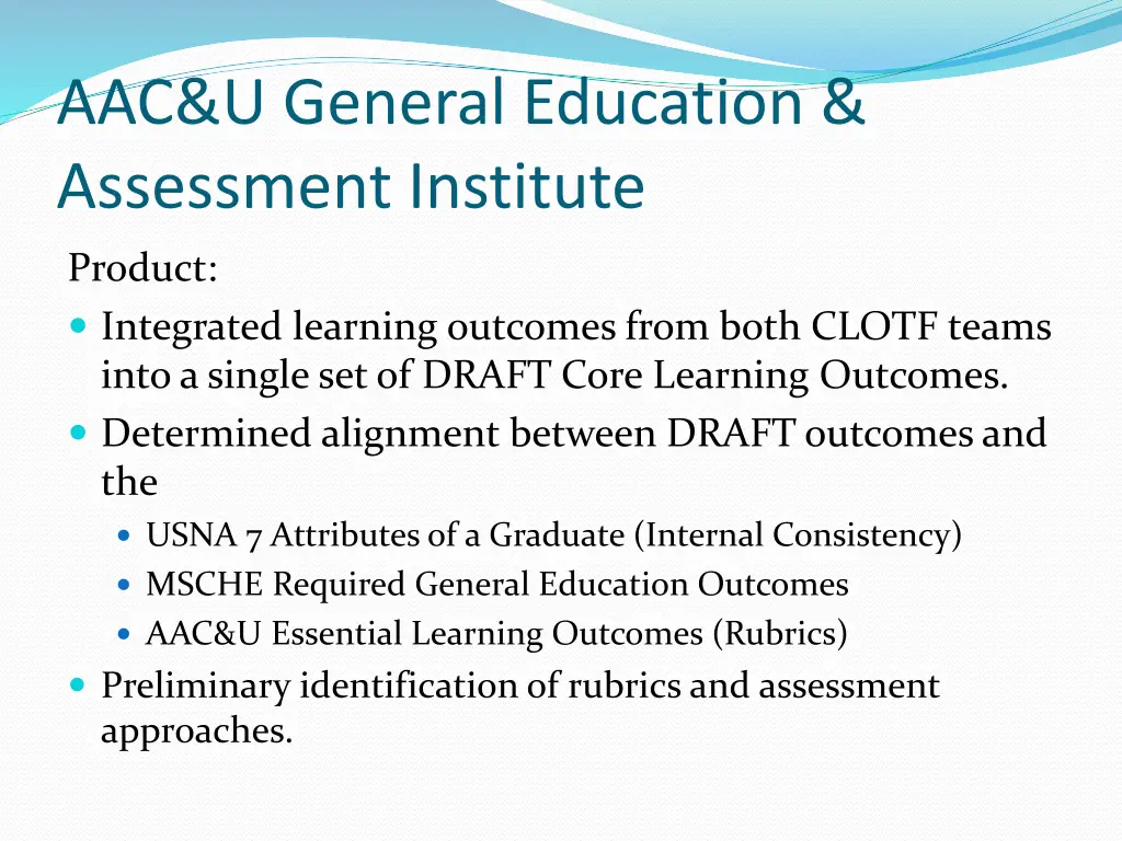 aac u general education assessment institute 1