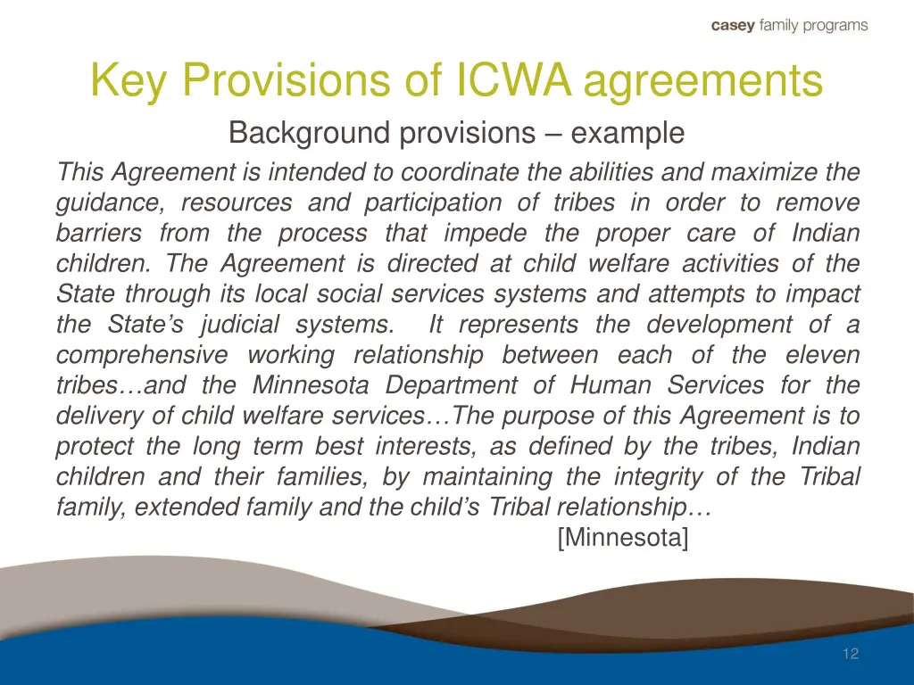 key provisions of icwa agreements background