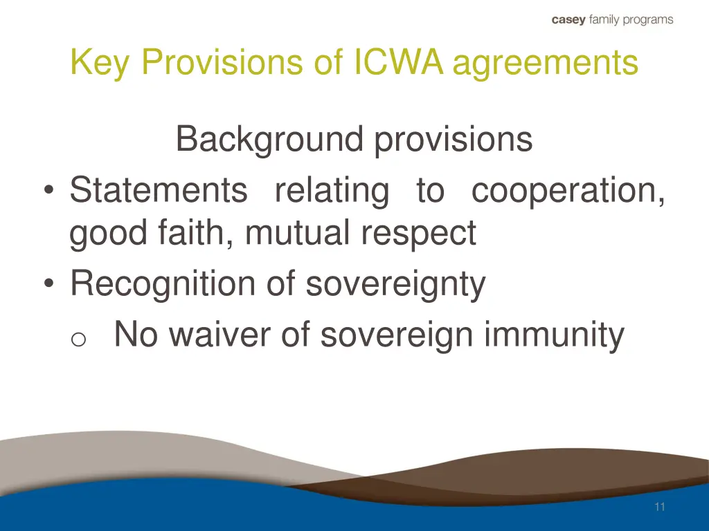 key provisions of icwa agreements