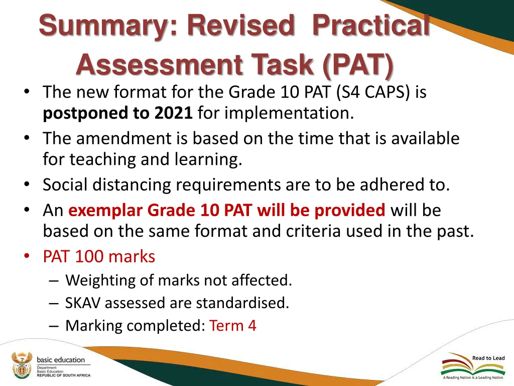 summary revised practical assessment task