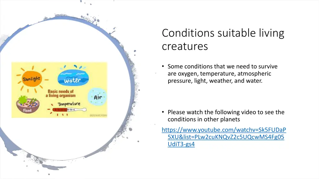 conditions suitable living creatures