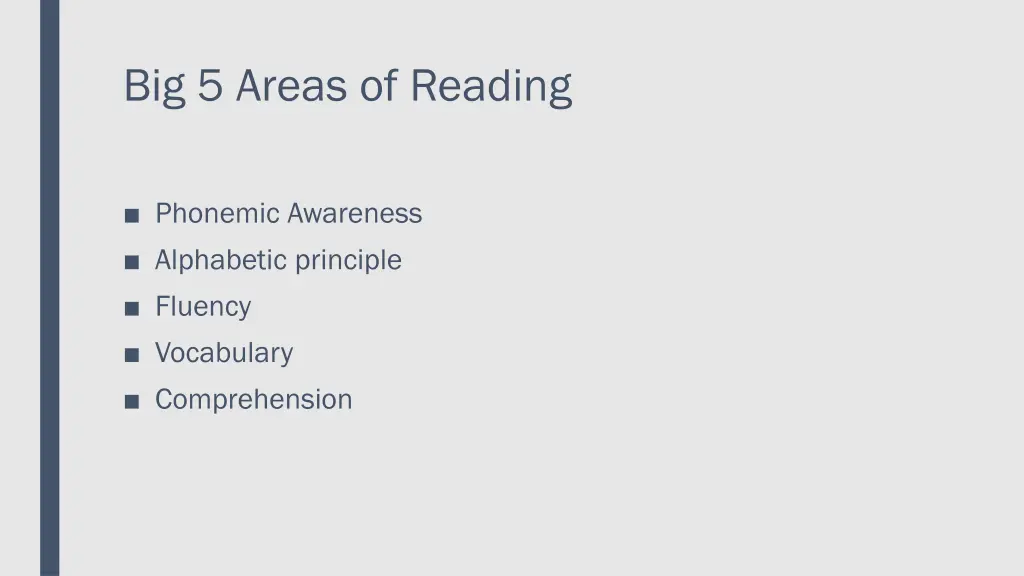 big 5 areas of reading