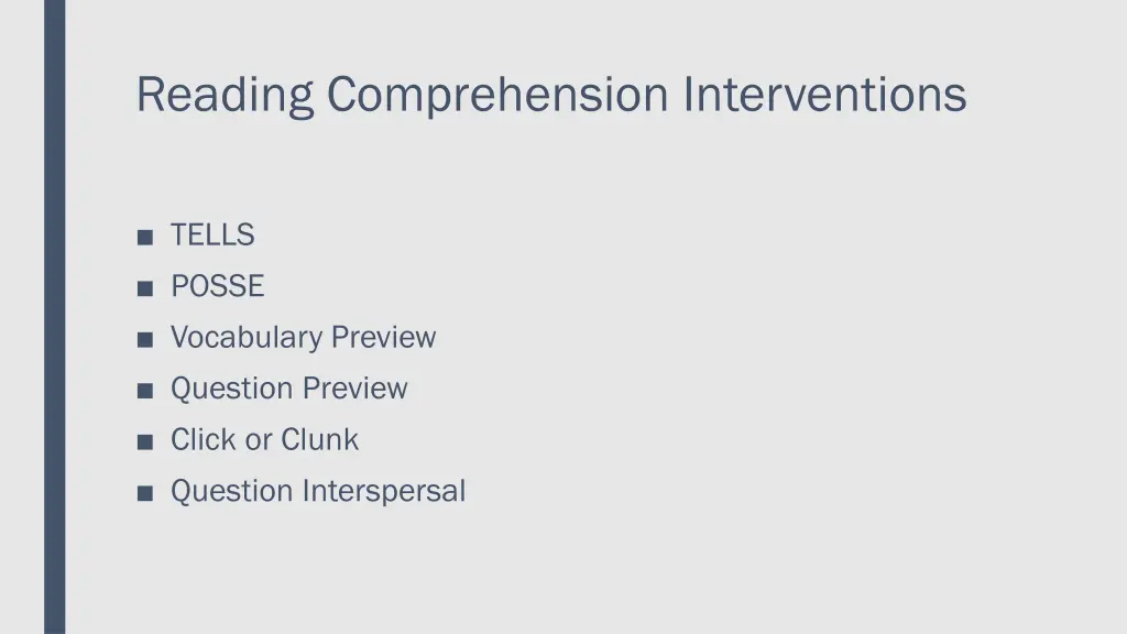 reading comprehension interventions