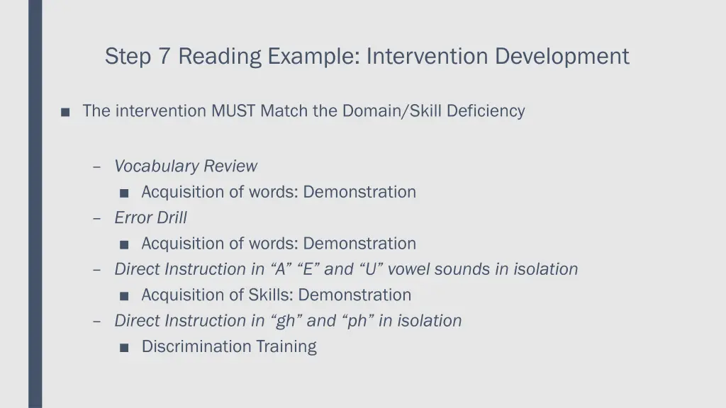 step 7 reading example intervention development
