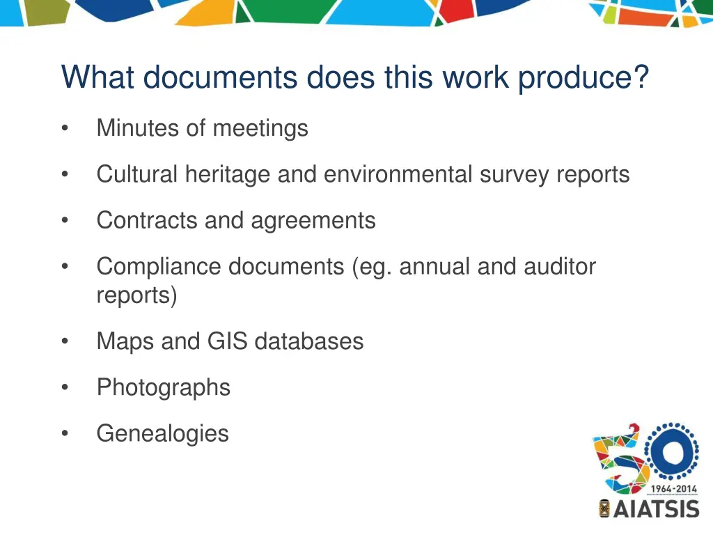 what documents does this work produce