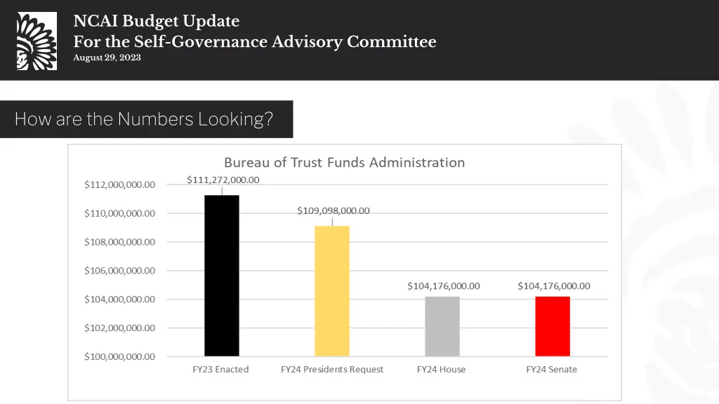 ncai budget update for the self governance 19