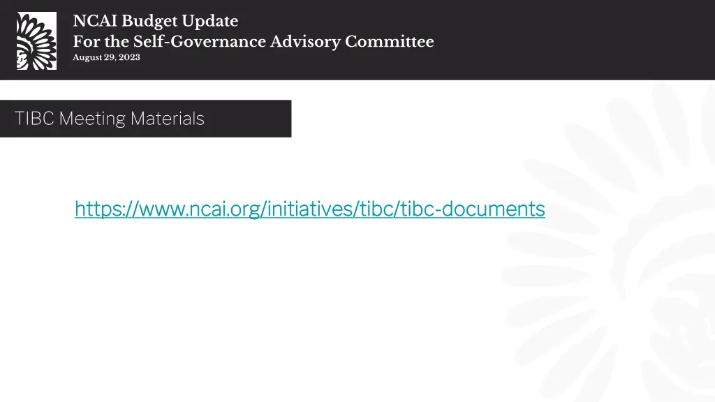 ncai budget update for the self governance 26