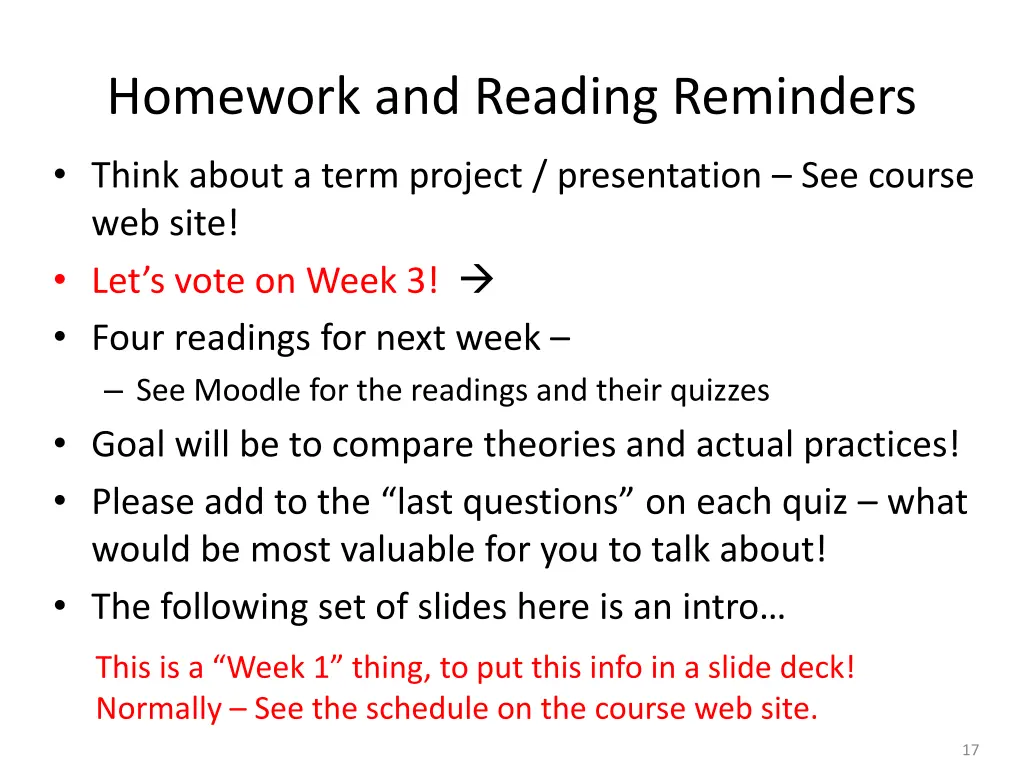 homework and reading reminders