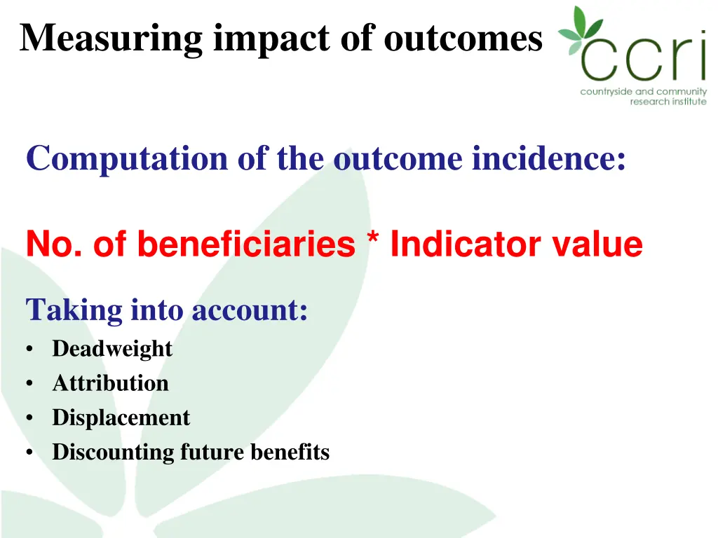 measuring impact of outcomes