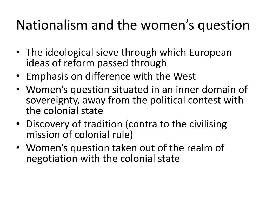nationalism and the women s question