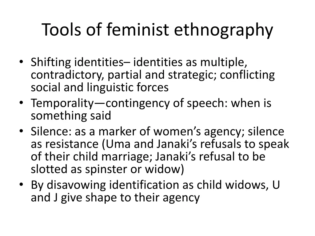 tools of feminist ethnography