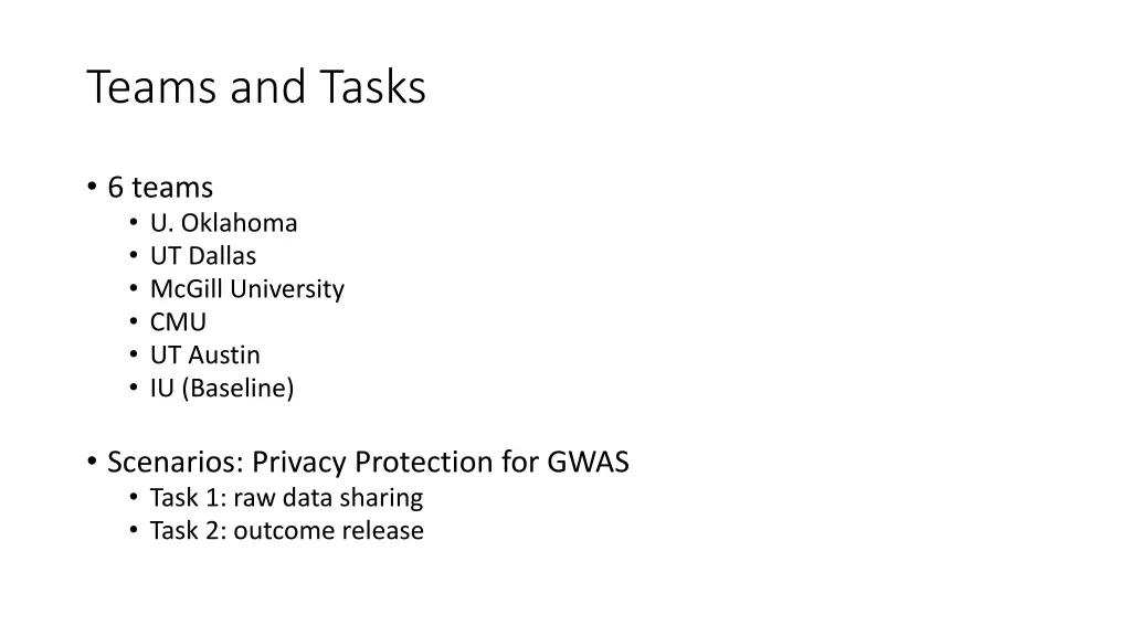 teams and tasks