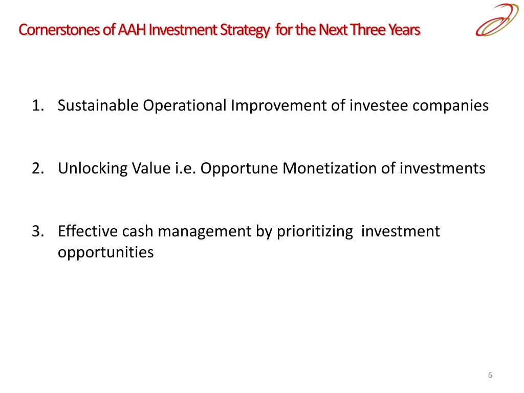 cornerstones of aah investment strategy