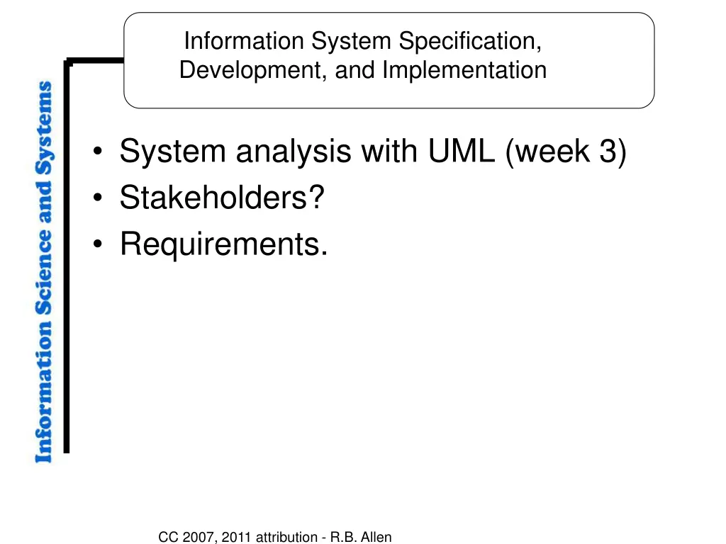 information system specification development